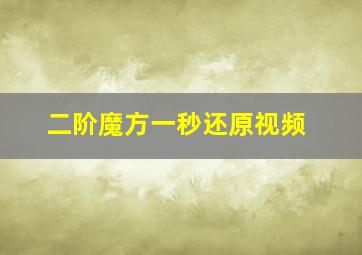 二阶魔方一秒还原视频