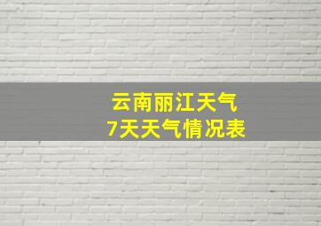 云南丽江天气7天天气情况表