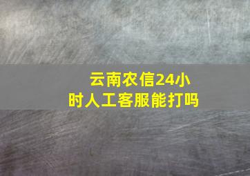 云南农信24小时人工客服能打吗