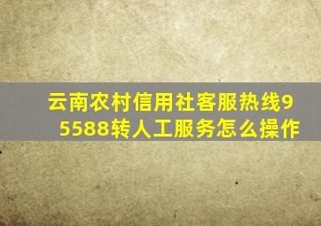 云南农村信用社客服热线95588转人工服务怎么操作