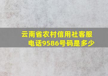 云南省农村信用社客服电话9586号码是多少