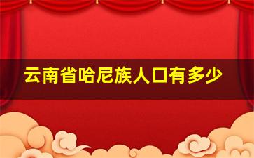 云南省哈尼族人口有多少