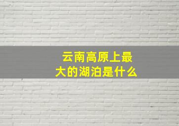 云南高原上最大的湖泊是什么