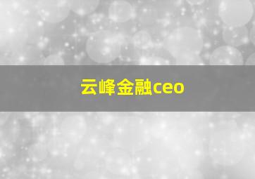 云峰金融ceo