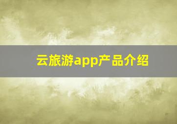 云旅游app产品介绍