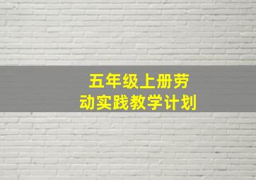 五年级上册劳动实践教学计划