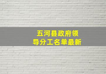 五河县政府领导分工名单最新