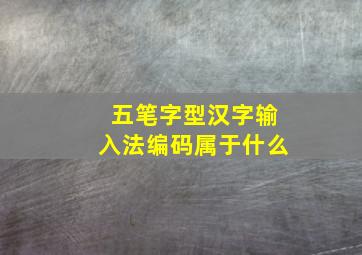 五笔字型汉字输入法编码属于什么