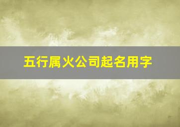 五行属火公司起名用字