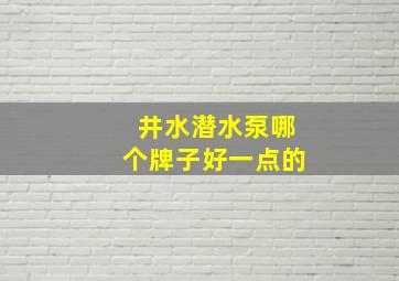 井水潜水泵哪个牌子好一点的