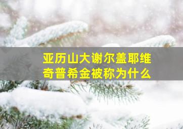 亚历山大谢尔盖耶维奇普希金被称为什么