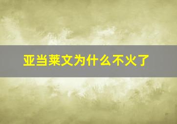 亚当莱文为什么不火了