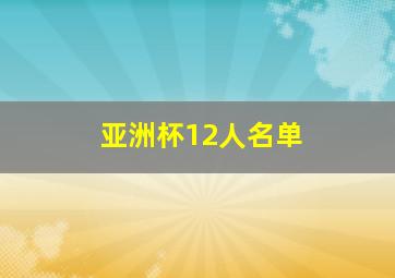 亚洲杯12人名单