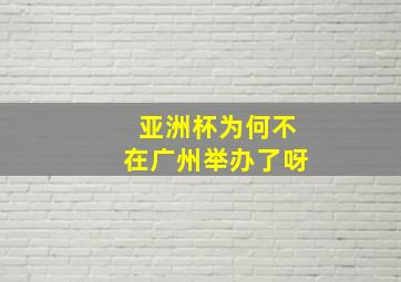 亚洲杯为何不在广州举办了呀