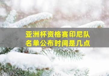 亚洲杯资格赛印尼队名单公布时间是几点