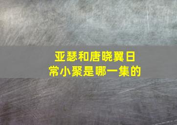 亚瑟和唐晓翼日常小聚是哪一集的