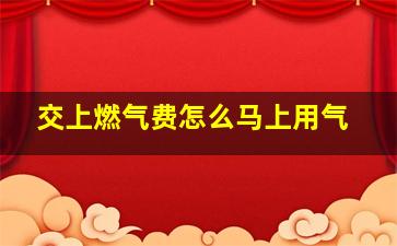 交上燃气费怎么马上用气