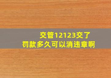 交管12123交了罚款多久可以消违章啊