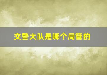 交警大队是哪个局管的