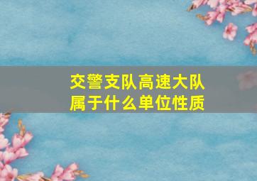 交警支队高速大队属于什么单位性质