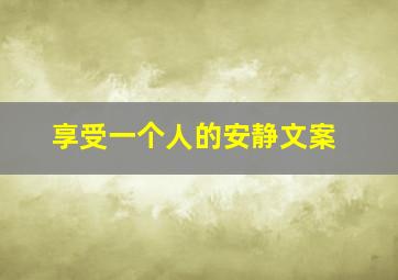 享受一个人的安静文案