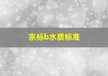 京标b水质标准