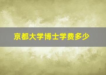 京都大学博士学费多少