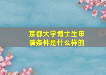 京都大学博士生申请条件是什么样的