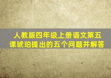 人教版四年级上册语文第五课琥珀提出的五个问题并解答