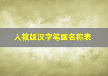 人教版汉字笔画名称表