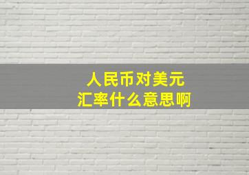 人民币对美元汇率什么意思啊