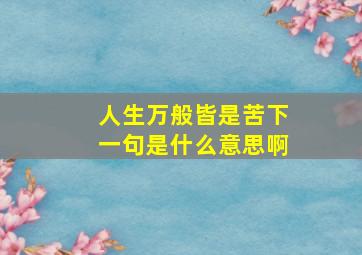 人生万般皆是苦下一句是什么意思啊