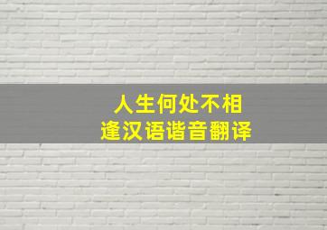 人生何处不相逢汉语谐音翻译