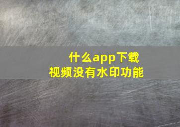 什么app下载视频没有水印功能