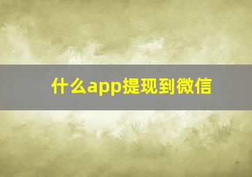 什么app提现到微信