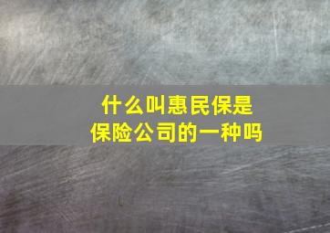 什么叫惠民保是保险公司的一种吗