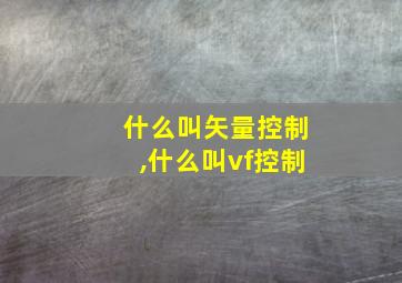 什么叫矢量控制,什么叫vf控制