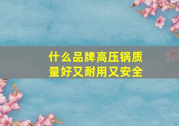 什么品牌高压锅质量好又耐用又安全