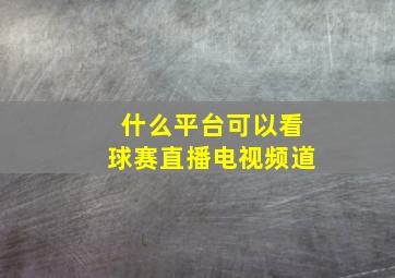 什么平台可以看球赛直播电视频道