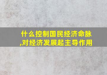 什么控制国民经济命脉,对经济发展起主导作用