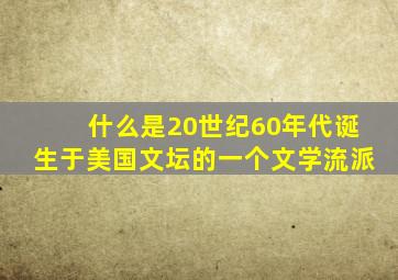 什么是20世纪60年代诞生于美国文坛的一个文学流派