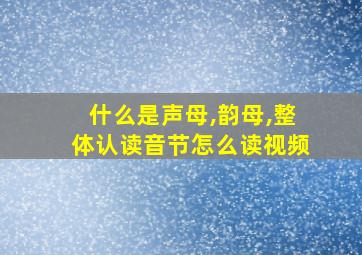 什么是声母,韵母,整体认读音节怎么读视频