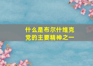 什么是布尔什维克党的主要精神之一