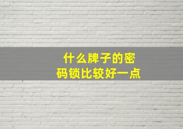 什么牌子的密码锁比较好一点