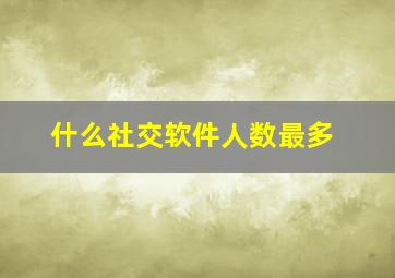 什么社交软件人数最多