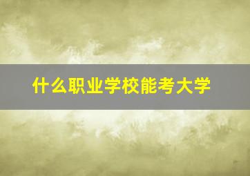 什么职业学校能考大学