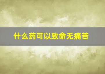 什么药可以致命无痛苦