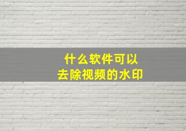 什么软件可以去除视频的水印