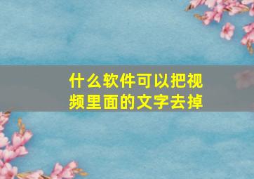 什么软件可以把视频里面的文字去掉