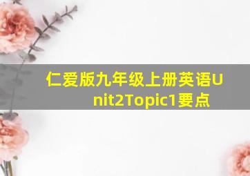 仁爱版九年级上册英语Unit2Topic1要点